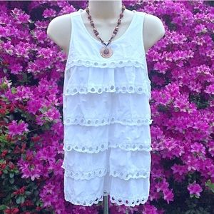 White sleeveless ruffled blouse from LOFT